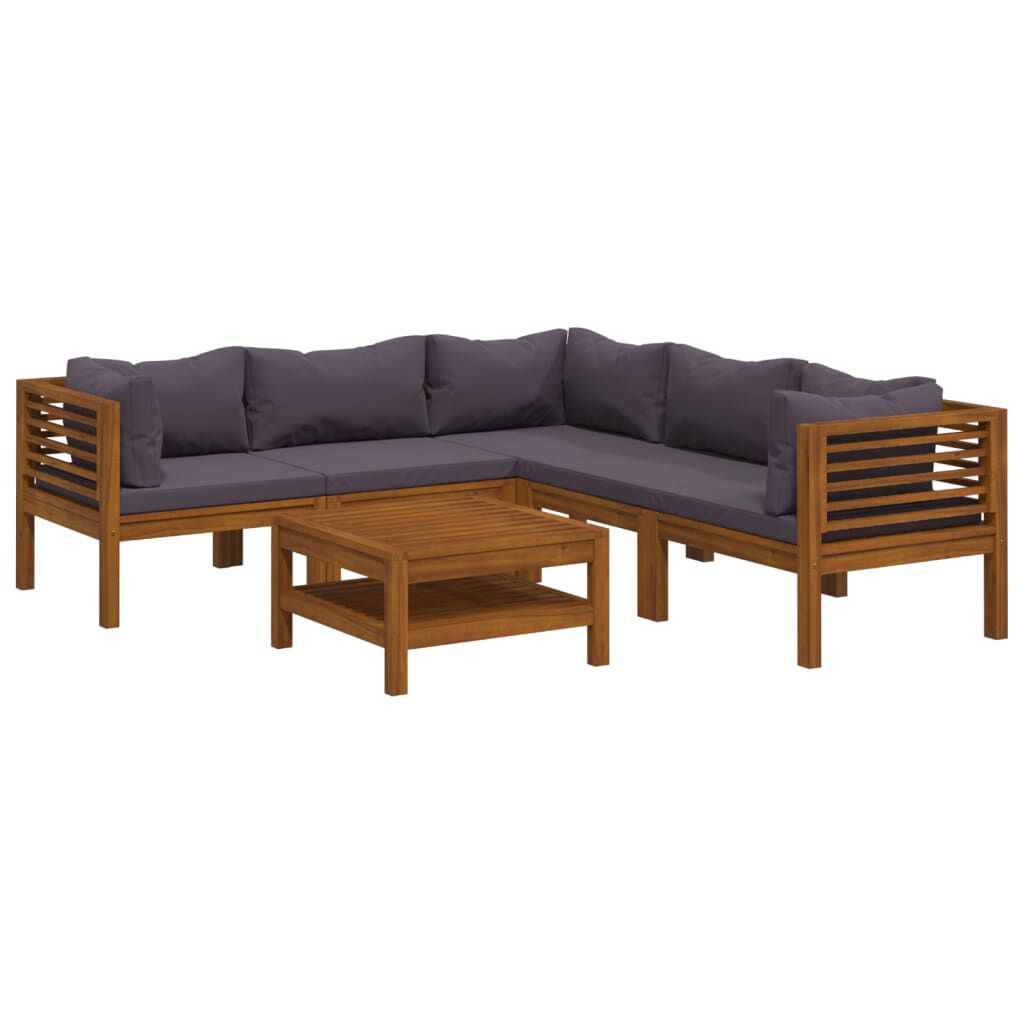 vidaXL 6 Piece Garden Lounge Set with Cushion Solid Acacia Wood