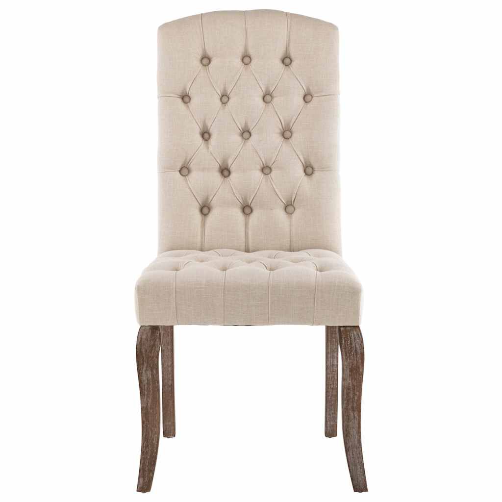 vidaXL Dining Chairs 2 pcs Beige Linen-Look Fabric