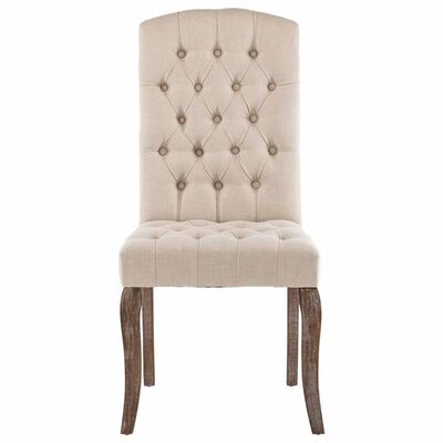 vidaXL Dining Chairs 2 pcs Beige Linen-Look Fabric, beige vidaXL Dining Chairs 2 pcs Beige Linen-Look Fabric