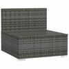 vidaXL Garden Middle Sofa with Cushions Grey Poly Rattan