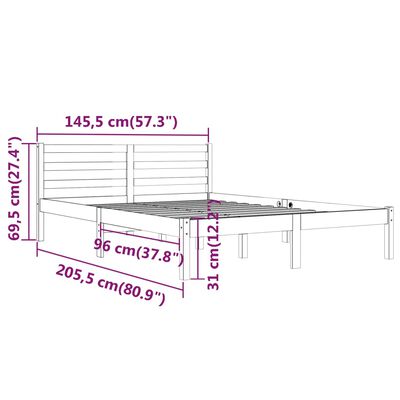 vidaXL Bed Frame without Mattress Solid Wood Pine 140x200 cm