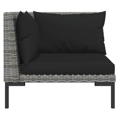 vidaXL 3 Piece Garden Lounge Set Dark Grey Half Round Poly Rattan,  vidaXL 3 Piece Garden Lounge Set Dark Grey Half Round Poly Rattan