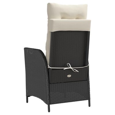vidaXL Reclining Garden Chairs 2 pcs with Footrest Black Poly Rattan, black and cream vidaXL Reclining Garden Chairs 2 pcs with Footrest Black Poly Rattan