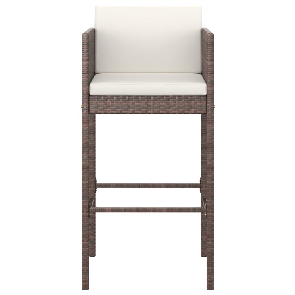 vidaXL Bar Stools 2 pcs with Cushions Brown Poly Rattan