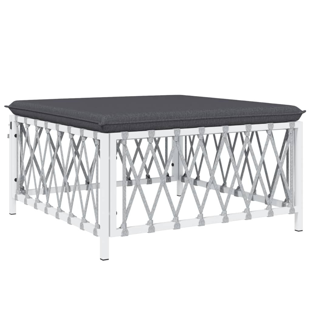 vidaXL 3 Piece Garden Lounge Set with Cushions White Steel