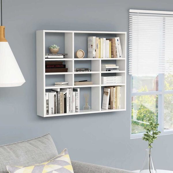 vidaXL Wall Shelf White 90x16x78 cm Engineered Wood