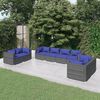 vidaXL 8 Piece Garden Lounge Set with Cushions Poly Rattan Grey