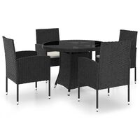 vidaXL 5 Piece Garden Dining Set Poly Rattan Black