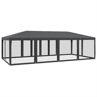 vidaXL Party Tent with 12 Mesh Sidewalls Anthracite 8x4 m HDPE, anthracite vidaXL Party Tent with 12 Mesh Sidewalls Anthracite 8x4 m HDPE