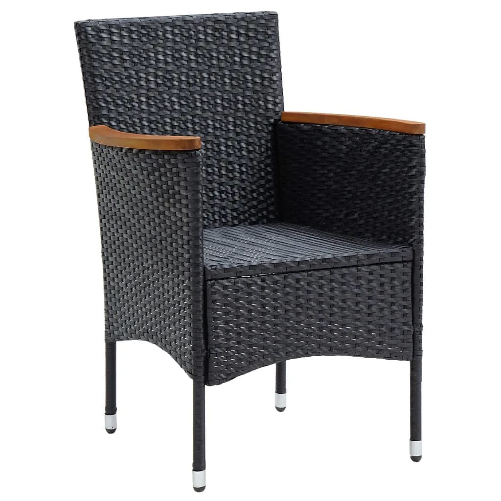 vidaXL 9 Piece Garden Dining Set with Cushions Poly Rattan Black