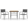 vidaXL Outdoor Dining Set | Grey | PE rattan, steel, solid acacia wood | Medium