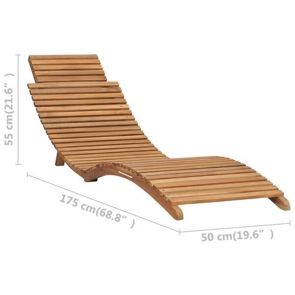vidaXL Folding Sun Lounger with Table Solid Teak Wood