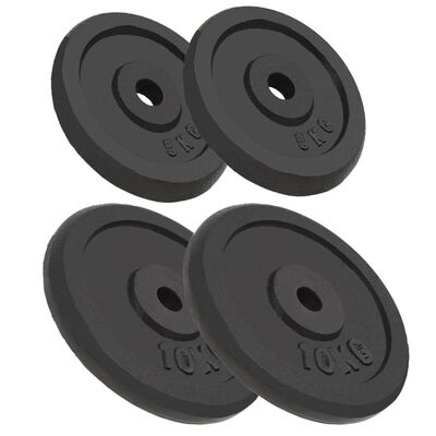 vidaXL Weight Plates 4 pcs 2x10 kg+2x5 kg Cast Iron,  vidaXL Weight Plates 4 pcs 2x10 kg+2x5 kg Cast Iron