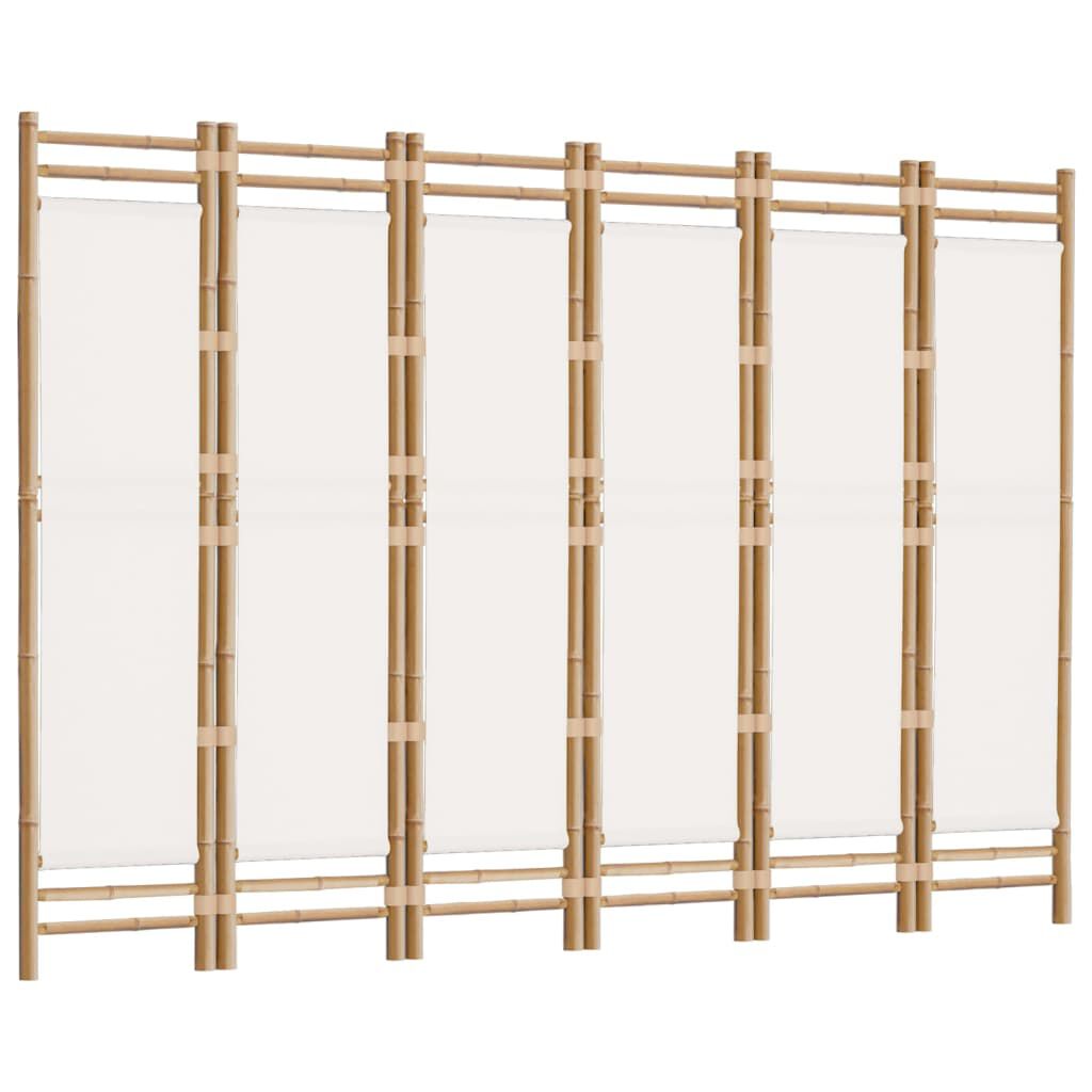 vidaXL Folding 6-Panel Room Divider 240 cm Bamboo and Canvas