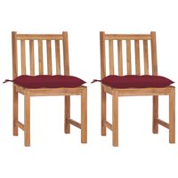 vidaXL Garden Chairs 2 pcs with Cushions Solid Teak Wood