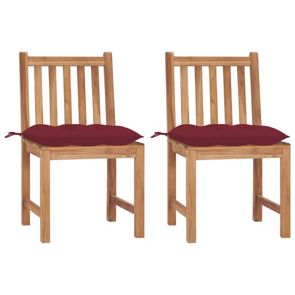 vidaXL Garden Chairs 2 pcs with Cushions Solid Teak Wood