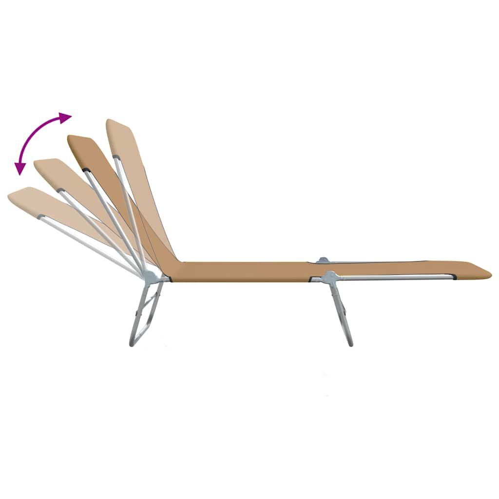 vidaXL Folding Sun Loungers 2 pcs Steel and Fabric Taupe