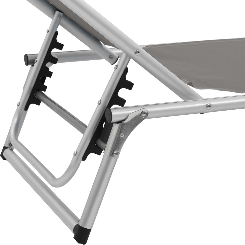 vidaXL Folding Sun Lounger with Roof Aluminium and Textilene Grey