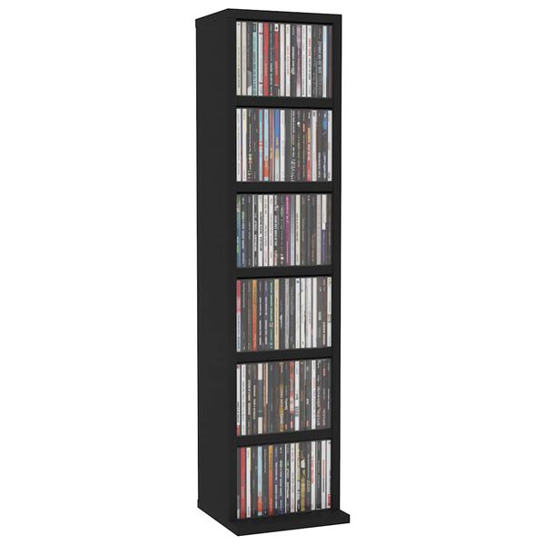 vidaXL CD Cabinet Black 21x20x88 cm Engineered Wood