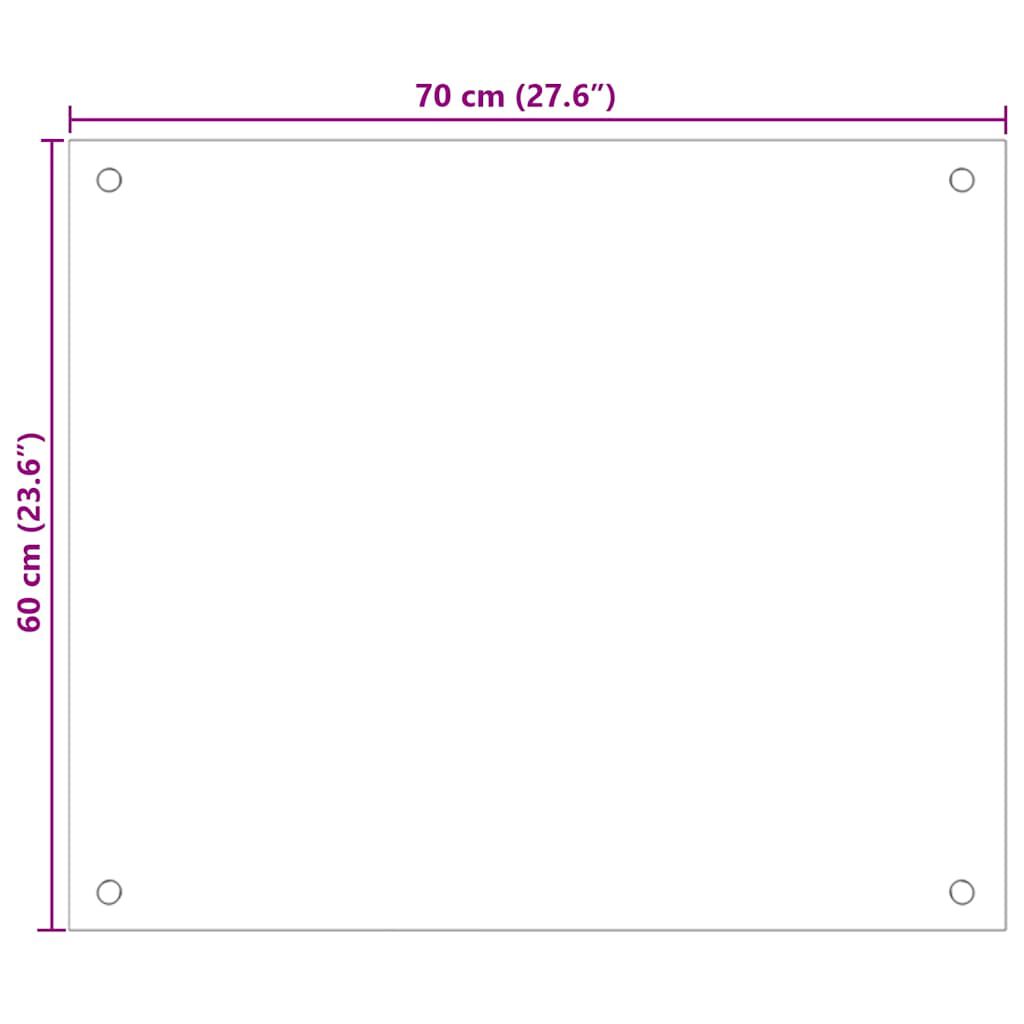 vidaXL Kitchen Backsplash Transparent 70 x 60 cm Tempered Glass
