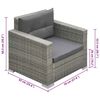 vidaXL 6 Piece Garden Lounge Set with Cushions Poly Rattan Grey