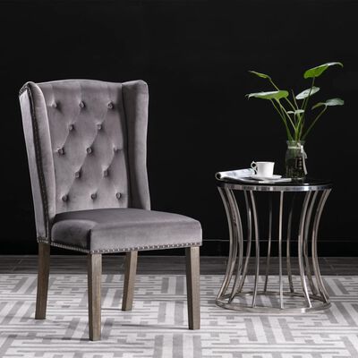 vidaXL Dining Chair Grey Velvet, grey vidaXL Dining Chair Grey Velvet