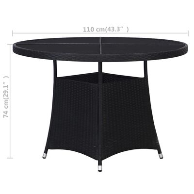 vidaXL Garden Table Black Ø110x74 cm Poly Rattan