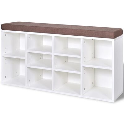 Shoe Storage Bench 10 Compartments White, white Shoe Storage Bench 10 Compartments White