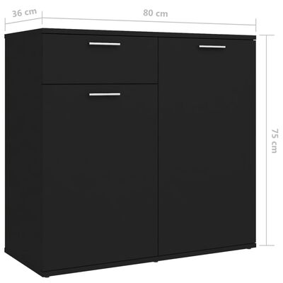vidaXL Sideboard Black 160x36x75 cm Engineered Wood, black vidaXL Sideboard Black 160x36x75 cm Engineered Wood
