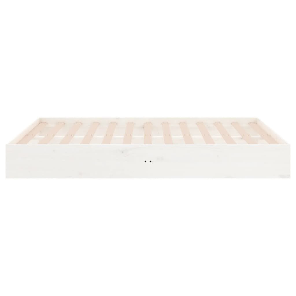 vidaXL Bed Frame without Mattress White Solid Wood 135x190 cm Double Double