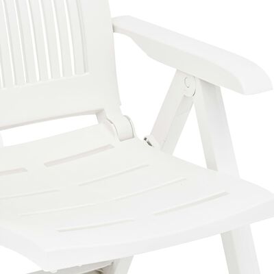 vidaXL Garden Reclining Chairs 2 pcs Plastic White, white vidaXL Garden Reclining Chairs 2 pcs Plastic White
