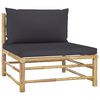 vidaXL 6 Piece Garden Lounge Set with Dark Grey Cushions Bamboo