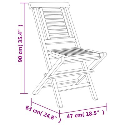 vidaXL Folding Garden Chairs 4 pcs 47x63x90 cm Solid Wood Teak