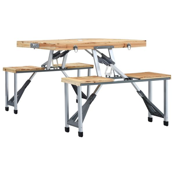 vidaXL Folding Camping Table with 4 Seats Steel Aluminium