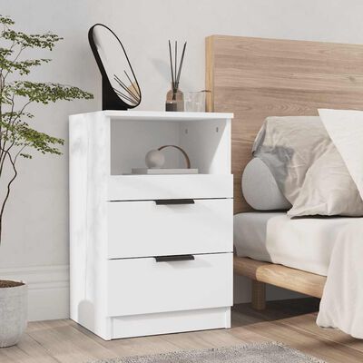 vidaXL Bedside Cabinets 2 pcs White Engineered Wood, white vidaXL Bedside Cabinets 2 pcs White Engineered Wood