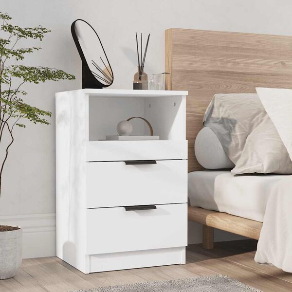 vidaXL Bedside Cabinets 2 pcs White Engineered Wood