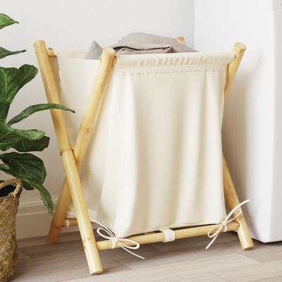 vidaXL Laundry Basket Cream White 45x55x63.5 cm Bamboo,  vidaXL Laundry Basket Cream White 45x55x63.5 cm Bamboo