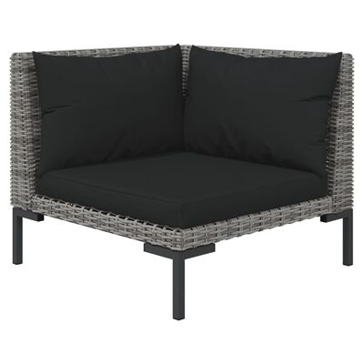 vidaXL 12 Piece Garden Lounge Set with Cushions Poly Rattan Dark Grey