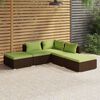 vidaXL 5 Piece Garden Lounge Set with Cushions Poly Rattan Brown