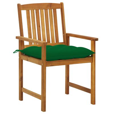 vidaXL Garden Chairs with Cushions 2 pcs Solid Acacia Wood, green vidaXL Garden Chairs with Cushions 2 pcs Solid Acacia Wood
