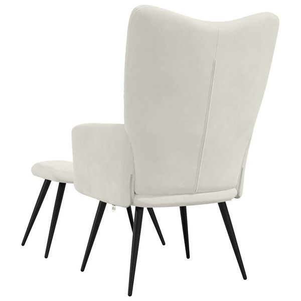 vidaXL Relaxing Chair with a Stool Cream White Velvet