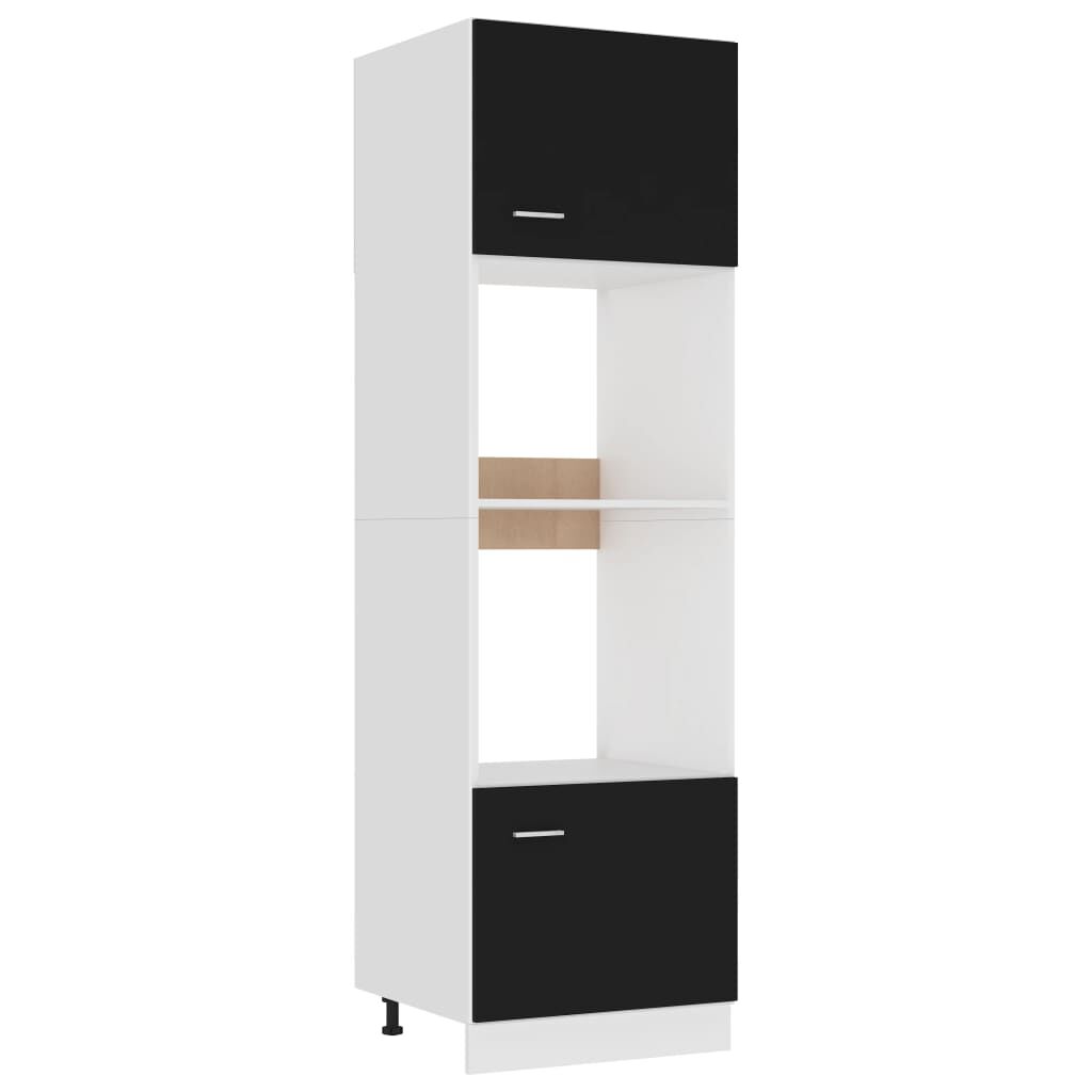 vidaXL Microwave Cabinet Lyon Black 60x57x207 cm Engineered Wood