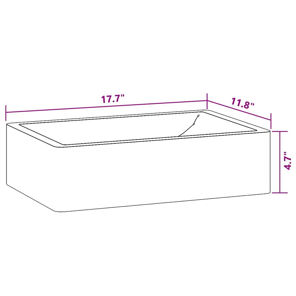 vidaXL Sink 45x30x12 cm Marble High Gloss Black