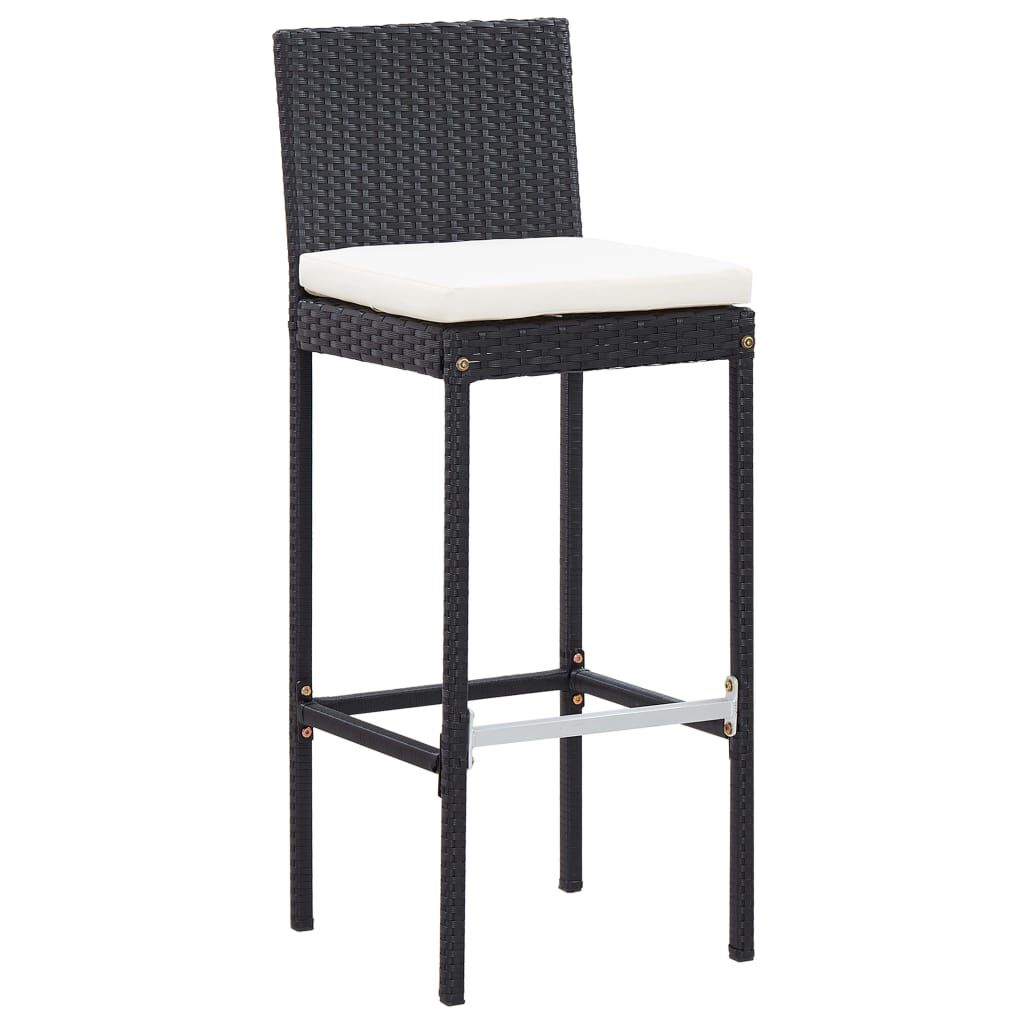 vidaXL 7 Piece Outdoor Bar Set with Cushions Poly Rattan Black