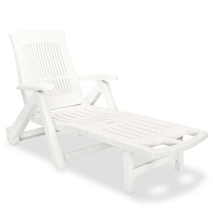 vidaXL Sunlounger | White | Plastic | Standard | Foldable | Folding Sun Lounger
