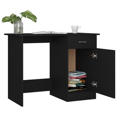 vidaXL Desk Black 100x50x76 cm Engineered Wood, black vidaXL Desk Black 100x50x76 cm Engineered Wood