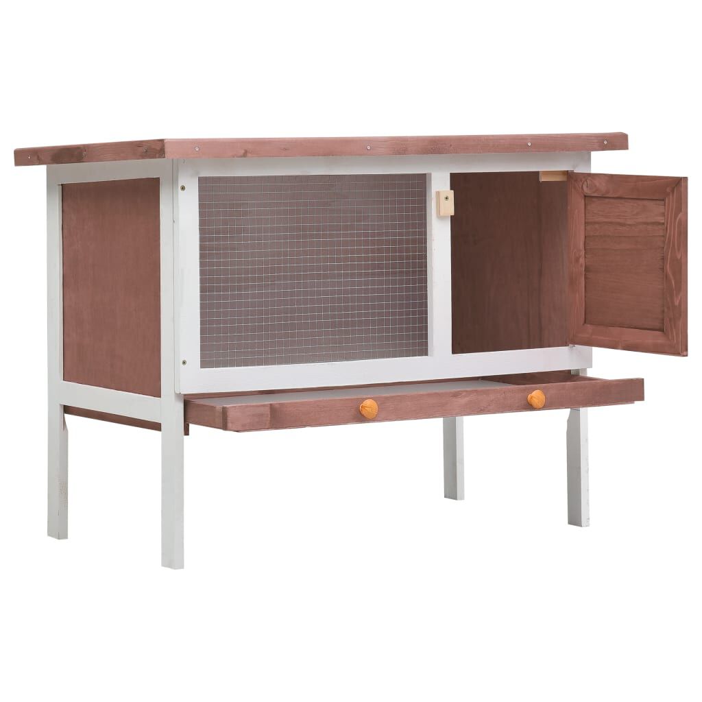vidaXL Outdoor Rabbit Hutch 1 Layer Brown Wood