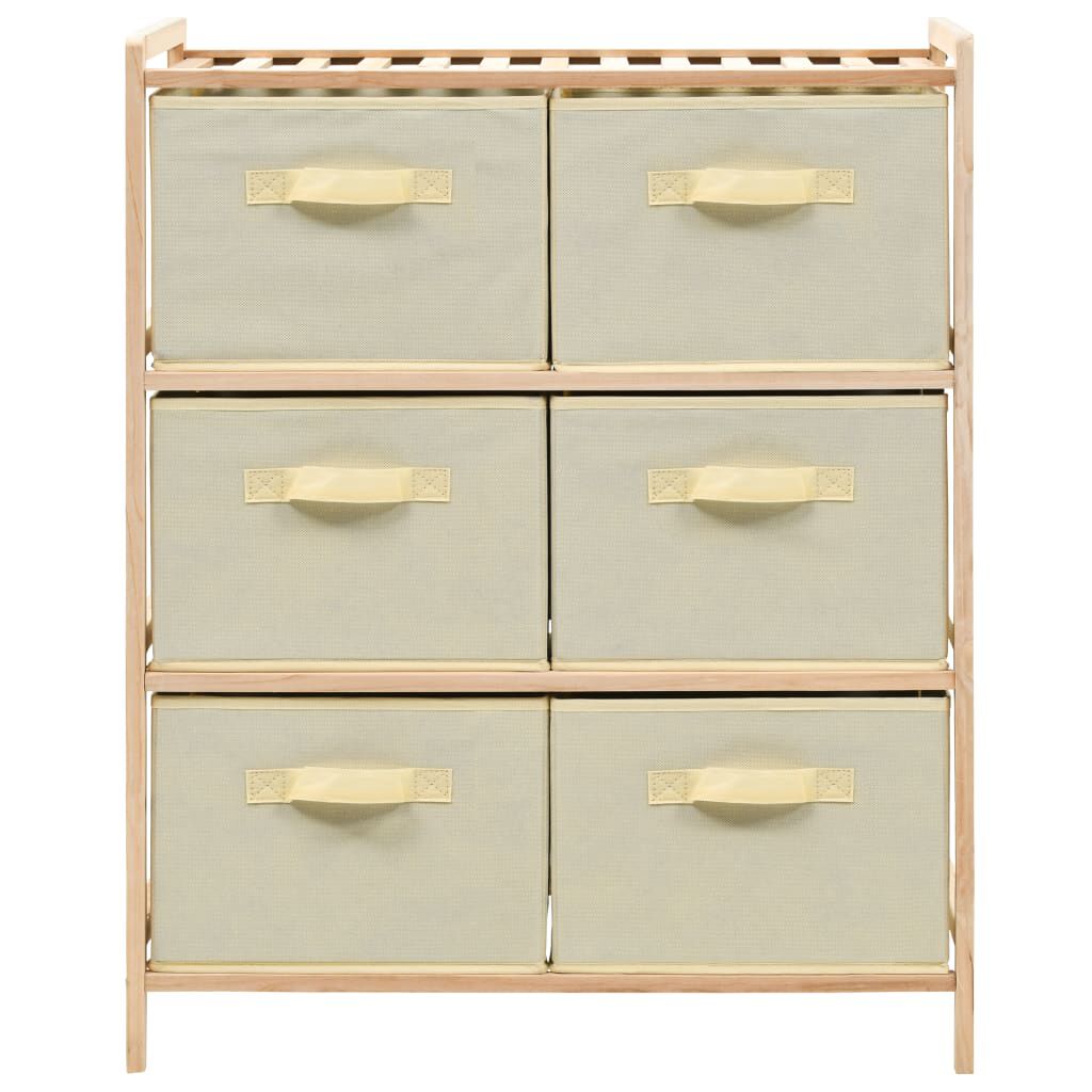 vidaXL Storage Rack with 6 Fabric Baskets Cedar Wood Beige