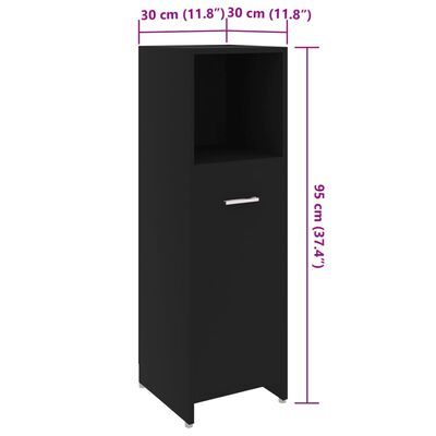 vidaXL Bathroom Cabinet Black 30x30x95 cm Engineered Wood