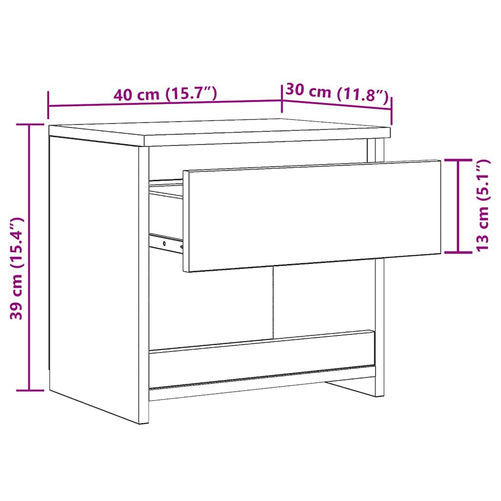 vidaXL Bedside Cabinets 2 pcs Black 40x30x39 cm Engineered Wood